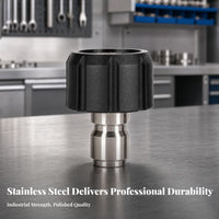 Double Sealing Rings 3/8 Quick-Connect Fitting Stainless Steel Quick-Connect Hose Adapter Black Knurled Grip 3/8 Inch Hose Adapter All-Metal Body