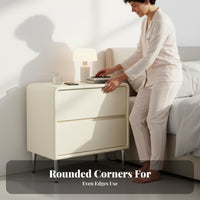 Modern Design 3-Drawer Rounded Nightstand Large Capacity Bedside Table Compact Footprint Home Furniture Handleless Design for Homeowners, Apartment Dwellers, Students, Bedroom, Study Room, Away Ice
