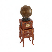 Miniature Gramophone Ornate Details Vintage Gramophone Model Compact Size Vintage Phonograph for Study, Bookshelf