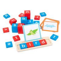 Kindergarten Wooden Blocks Spelling Game Interactive Word Spelling Game Basic Words Word Building Toy Tactile for Preschoolers, Homeschool, Classroom, Playroom