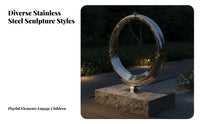 Large Stainless Steel Sculpture Weather Resistant Mirror Reflective Metal Art Weatherproof Hollow Steel Statue for City Planners, Public Parks, Yard
