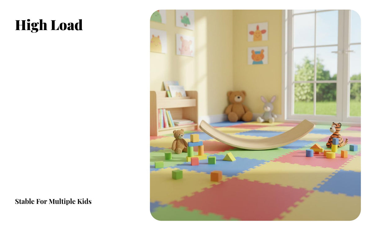 Polished Rounded Edges Kids Seesaw Board Long-Lasting Natural Wood Wooden Balance Board High Weight Capacity Child-Centered Rocker for Toddlers, Indoor, Playroom