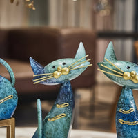 3 Pieces Cat Figurine Metal Feline Sculpture Sculpture Modern Decor for Art Collectors