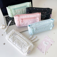 Cute Textile Pencil Case Portable Pencil Case with Zipper Lightweight Zippered Stationery Pouch Soft for Students