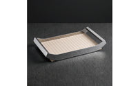 Tray with Leather Insert Woven Stainless Steel Tray Multipurpose Storage Organizer for Vanity, Dresser, Coffee Table