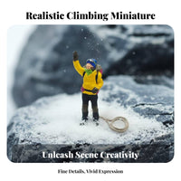 Miniature Hiking Figure Collectible 1:64 Scale Mountaineer Figure High Detail Snow Mountain Expedition Model for Dioramas, Sand Table Displays