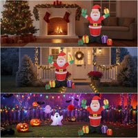 Large Inflatable Santa with Gift Boxes Cheerful Outdoor Christmas Decoration Festive Christmas Yard Decor Giant for Porch