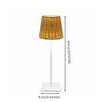 Portable Rechargeable Lamp with Rattan Shade USB-C Cordless Table Lamp with Woven Shade Boho Small for Restaurant