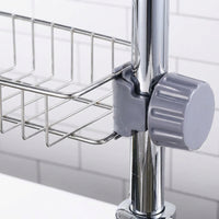 Faucet Rack Sponge Holder and Rag Holder with Towel Bar, Stainless Steel Organizer with Faucet Clip for Home Kitchen Sink, Modern Minimalist Style