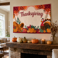 Thanksgiving Autumn Leaves Large Backdrop Flag for Living Room Decor