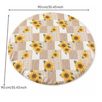 Elasticized Round Fitted Tablecloth with Elastic Edge Checkered Round Fitted Table Cover with Elastic Edge Non-Slip Long-Lasting for Kitchen