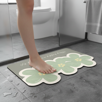 Diatomaceous Earth Bath Mat, Non-Slip Absorbent Floral Design for Bathroom and Toilet