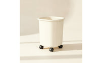 Open-Top Trash Can with Wheels Plastic Rolling Wastebasket Minimalist Mobile Garbage Bin Slim for Kitchen, Office, Bathroom