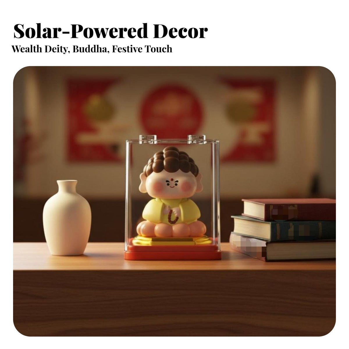 Sun-Powered Ed Nodding Doll Housewarming Gift Chinese God Dashboard Decoration Animated on Deity Figurine Dirt-Resistant Cover