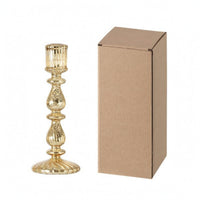 Ribbed Glass Candlestick Fluted Taper Glass Candle Holder Lustrous Finish Taper Candle Holder Tall Stem