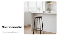 Solid Wood Seat Backless Round Top Stool Simple Modern Design Backless Round Stool Industrial Design Bar Chair Footrest Included for Homeowners, Business Owners, Interior Designers, Retail Shop, Cafe, Kitchen Island, Restaurant