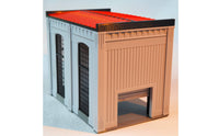 Red Roof 1:64 Garage Diorama Grid Openings Miniature Garage Model Molded Details Architectural Scene Model Black Trim