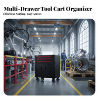 Multi-Functional Mobile Tool Cabinet with Drawers Long-Lasting Construction Rolling Tool Cabinet Integrated Lock Heavy Duty Workshop Trolley Lockable for DIY Enthusiasts, Professionals, Auto Repair Shop, Warehouse, Utility Room, Basement