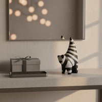 Elegant Abstract Cat Figurine Classic Black and White Ceramic Cat Sculpture Excellent Workmanship for Desktop, TV Stand, Bookshelf