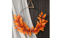 Half-Wreath Lightweight Wreath with Metal Hoop Faux Botanical Decoration for Thanksgiving, Entryway