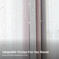 Creamy Type Integrated Double-Layer Curtain Blackout Room Darkening Panel Translucent Gauze Overlay Window Treatment Privacy Protection for Light Sleepers, Rotating Workers, Interior Decorators, Bedroom, Nursery