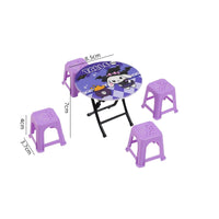 Imaginative Play Miniature Folding Table and Chair Set Realistic Design Cartoon Dollhouse Table Set Great Gift Playhouse Furniture for Children, Playroom