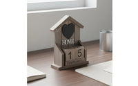 Vintage Look House Shaped Perpetual Calendar Compact Design Wooden Block Calendar Reusable Home Decoration Easy to Read for Desktop