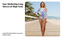 Long Sleeve Single-Piece Swimsuit Sun Protection Long Sleeve Single Piece Swimsuit Full Coverage Bathing Suit Quick-Dry