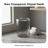 Water Wave Trash Can Small Size Transparent Decorative Bin Light Luxury Garbage Can Long-Lasting Thickened Material for Students