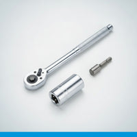 3 Pieces Chrome-Finished Socket Wrench Kit with Extension Textured-Grip Socket Wrench Set with Adapter Ergonomic Tool Versatile for Homeowners