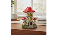 mushrooms House Figurine Cute Resin mushrooms Figurine Glowing Openings Mini Resin Cottage for Patio