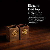 Desk Organizer Walnut Color Square Pencil Cup, Wooden Pen Holder for Office Desktop Storage for Stationery, 3.1 X 3.1 4.1 Inches