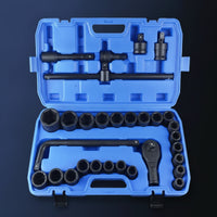 30 Pieces Socket Wrench Set with Case Heavy-Duty Socket Wrench Kit Metric Mechanics Tool Kit with Case for Professionals, Home Improvement Hobbyists