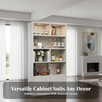 Freestanding Beverage Cabinet Large Capacity Storage Shelf Wooden Display Hutch Sturdy Construction Versatile Organizer Suitable for Living Room Entryway Bedroom Book Lovers