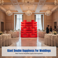 Wedding Inflatable Double Happiness Symbol, Red Ceremony Backdrop, Festive Arch for Events