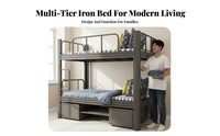 Adjustable Height Bunk Bed Space Saving Metal Bunk Bed Stable and Secure Bedroom Furniture for Students, Teenagers, Dormitory, Dorm Room, Apartment