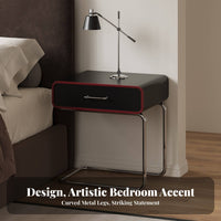 Japanese aesthetic C-Shaped End Table Modernist Inspired Nightstand Minimalist Design Bedside Stand Sturdy Construction for Apartment Dwellers, Homeowners, Remote Workers, Bedroom, Living Room, Small Spaces, Home Office