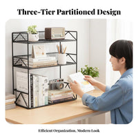 Space-Saving Multi-Tier Desktop organizer Easy Assembly Multi-Tier Desk Rack Modern Design desktop Shelf Sturdy Construction for Students, Home Workers, Women, Study Room