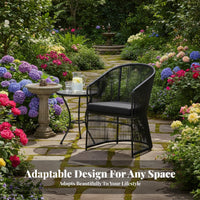 Weather-Resistant Outdoor Chair and Table Set Sturdy & Long-Lasting Woven Rope Patio Set Waterproof Cushions Aluminum Frame Rope Furniture Easy to Clean for Apartment Dwellers, Homeowners, Couples, Garden, Terrace, Backyard, Porch