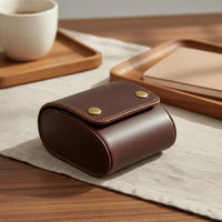Vintage Watch Storage Box Small & Portable Oval Watch Holder Individual Organizer Soft Interior Lining Sturdy Protection for Men