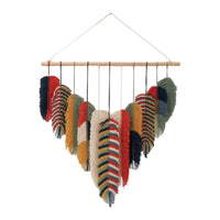 Handwoven Leaf Wall Hanging Layered Tapestry with Wooden Dowel Bohemian Woven Wall Hanging Decorative for Bedroom