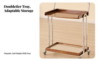 Century-Century Design 2-Tier Rolling Trolley Multi-Functional 2-Tier Rolling Organizer Multifunctional Side Table on Wheels Space-Saving for Apartment Dwellers, Design Enthusiasts, Living Room, Small Areas, Bedroom, Bathroom