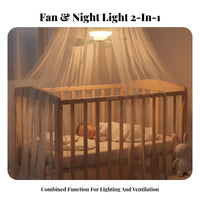 Quiet Operation USB Ceiling Fan with Light Silent Design Net Fan Lightweight for Students, Travelers, Dormitory, Nursery, Bedroom