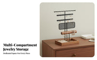 Necklace and Earring Holder Large Capacity Jewelry Stand with Band Tray Multi-Tier Jewelry Stand Stable Wooden Base for Vanity