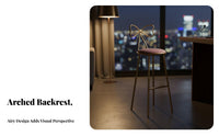 Nordic Design Bow-Back Counter Stool Light Luxury Design Bar Chair Cushioned Seat Household Furniture Built-in Footrest for Homeowners, Business Owners, Entertainers, Reception Area, Kitchen Island, Cafe, Dining Room