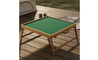 Mini Mahjong Set with Table Foldable Design Portable Mahjong Set with Folding Table Engraved Markings Sturdy Wood Frame