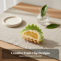 Fruit Shaped Hair Grip Cute Design Acetate Fruit Hair Grip Durian Jaw Grip Adorable Design Bright Hues for Women, Face Washing