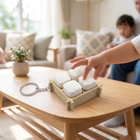 Tofu Keychain Decorative Miniature Crate Keychain Ornament Lightweight Pocket-Friendly for Fidgeters, Everyday Carry