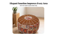 Round Storage Ottoman Stool Textile Bohemian Storage Ottoman Footstool