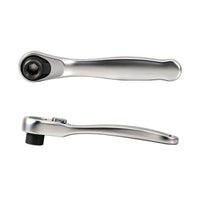Compact Head Double-Direction Ratchet Wrench Polished Silver Hand Tool
